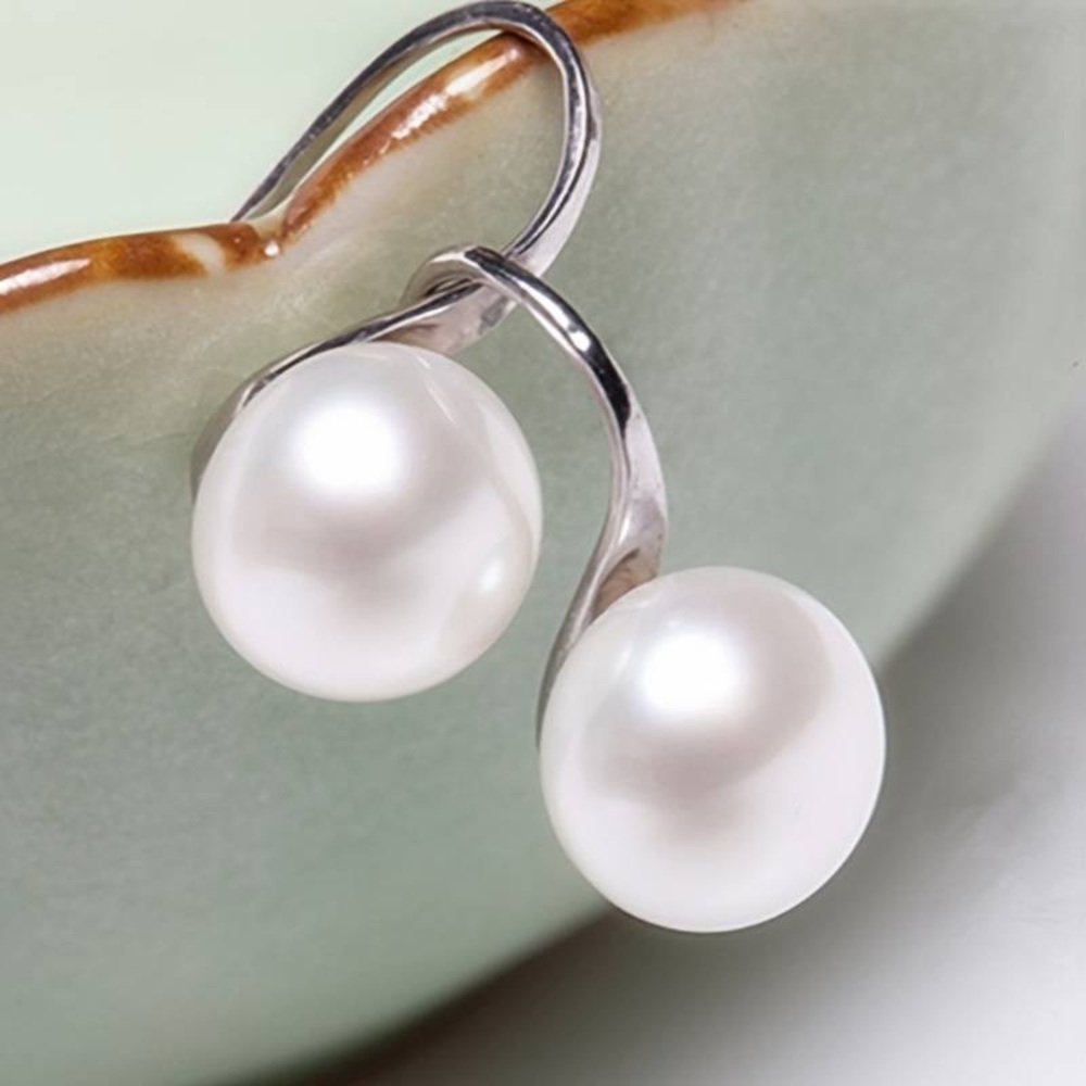 AAA+ Quality 5mm Freshwater Cultured Pearl 925 Sterling Silver Dangle Earrings - Picture 8 of 10